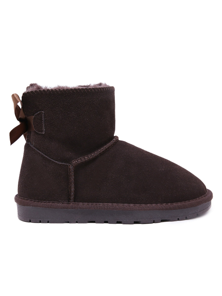 UGG Ribbon Bow Faux Fur-Lined Mini UGG Boots