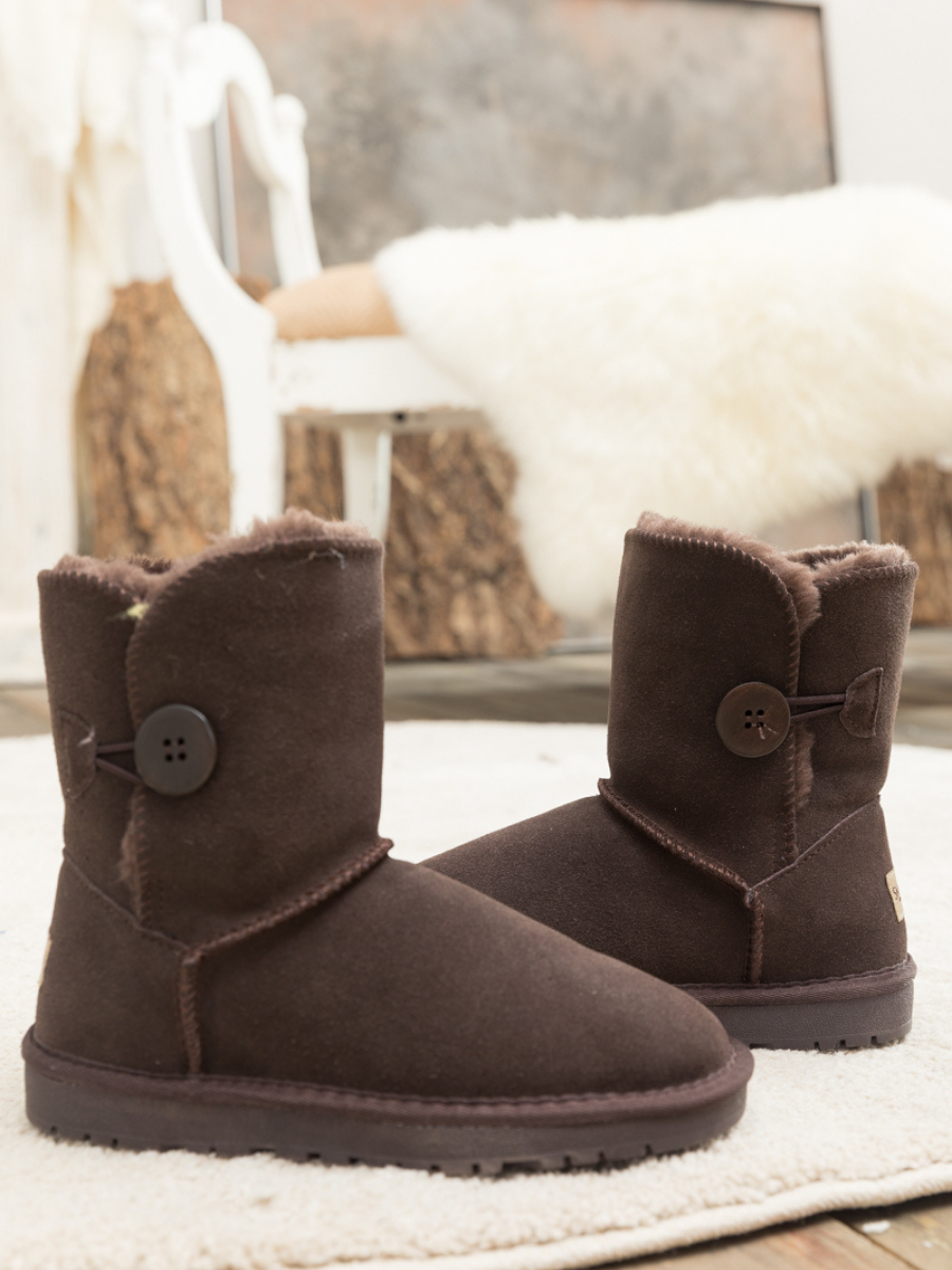 UGG Faux Fur-Lined Classic Side Button UGG Boot - Chocolate