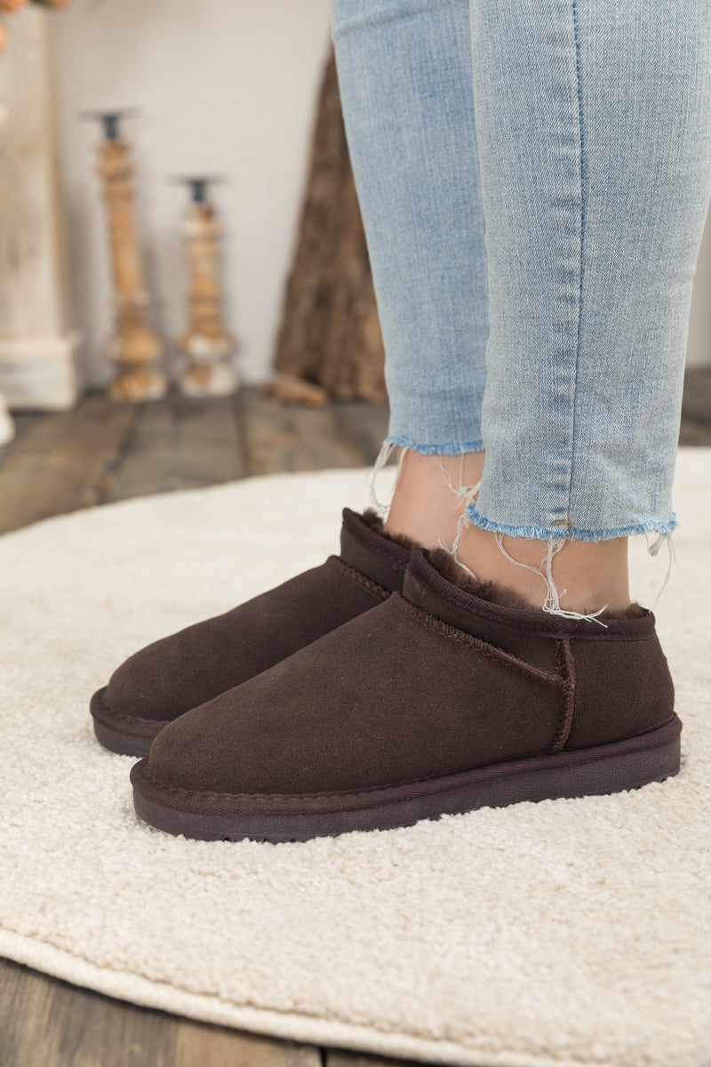 UGG Faux-Fur-Lined Suede Tasman Ankle Boot - Chocolate