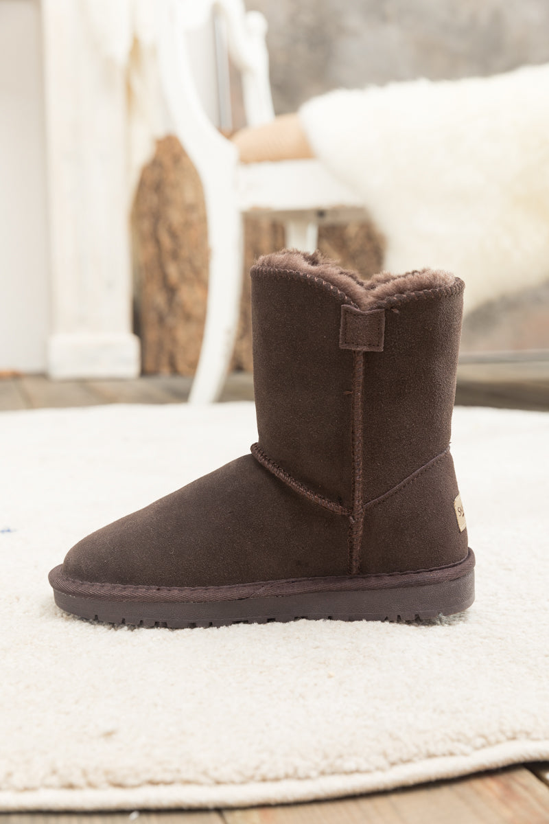 UGG Faux Fur-Lined Classic Side Button UGG Boot - Chocolate