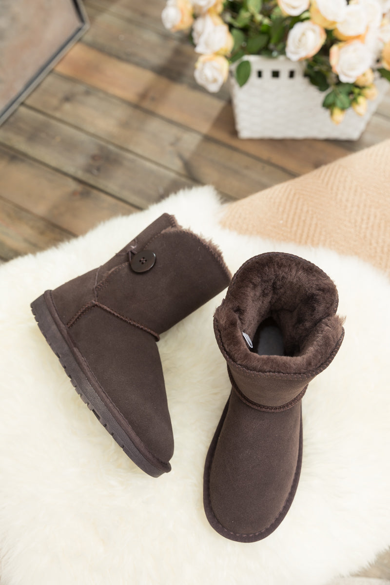 UGG Faux Fur-Lined Classic Side Button UGG Boot - Chocolate