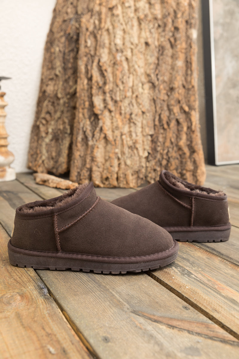 UGG Faux-Fur-Lined Suede Tasman Ankle Boot - Chocolate