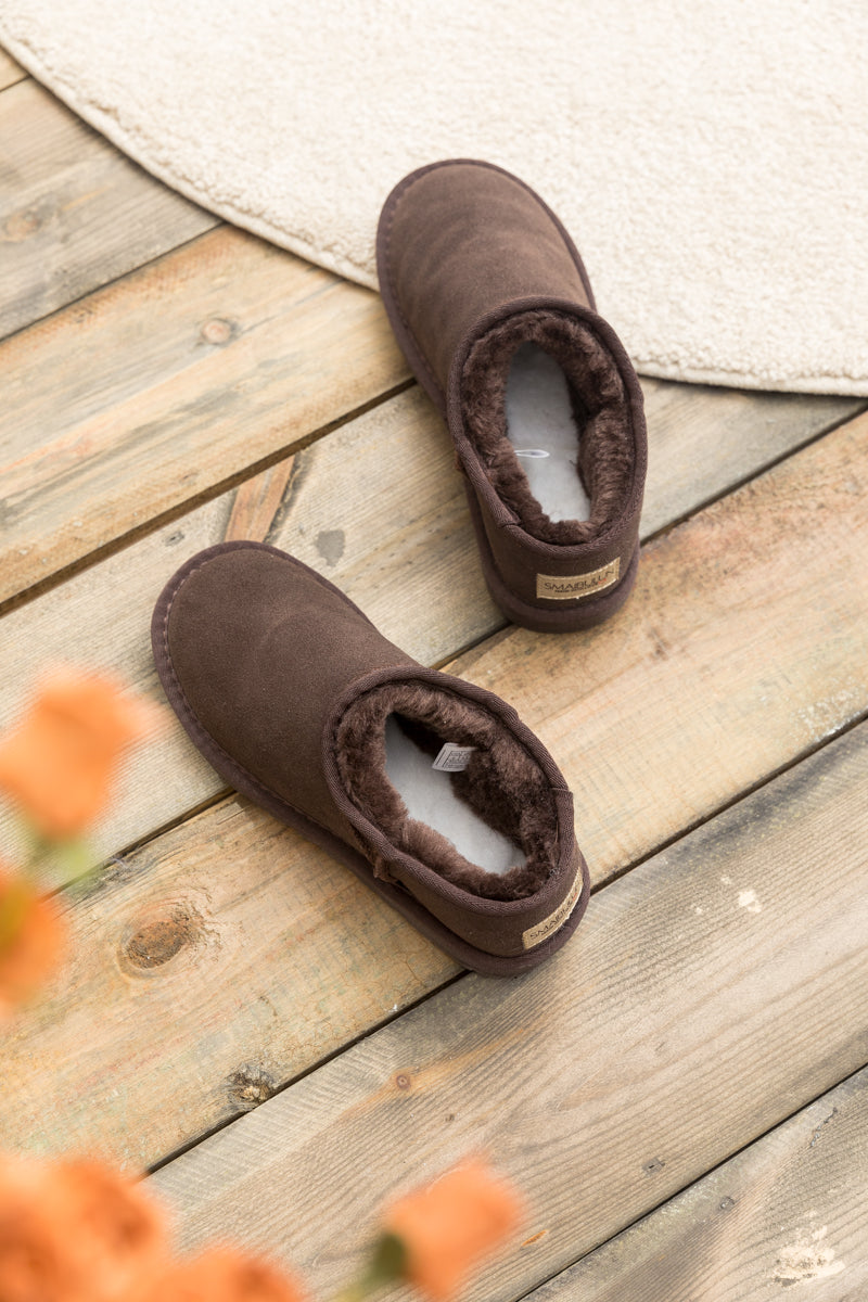 UGG Faux-Fur-Lined Suede Tasman Ankle Boot - Chocolate