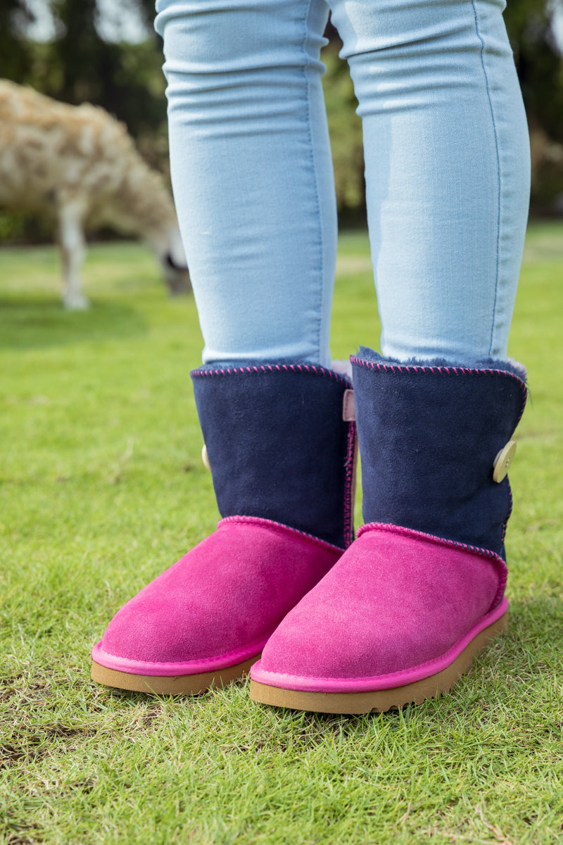 UGG Color Block Side Button Suede Boot - Fuchsia