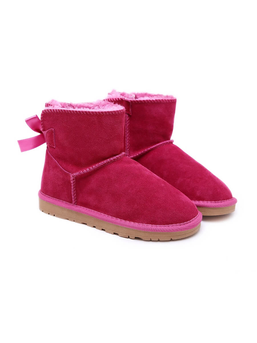 UGG Ribbon Bow Faux Fur-Lined Mini UGG Boots