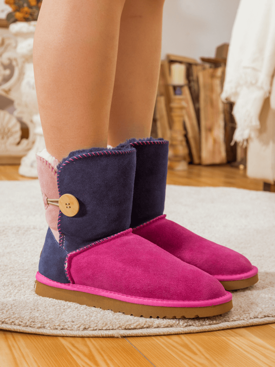 UGG Color Block Side Button Suede Boot - Fuchsia