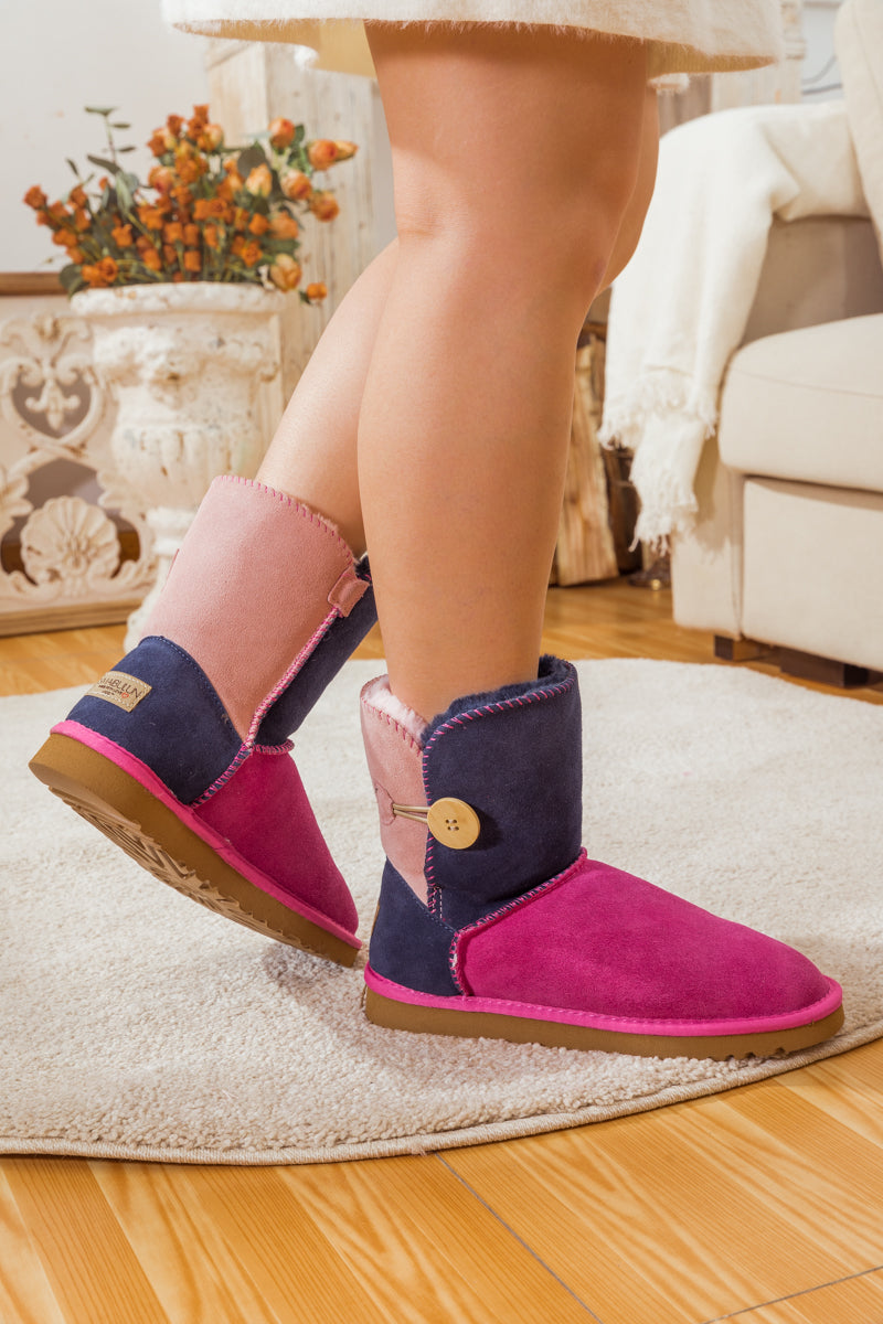 UGG Color Block Side Button Suede Boot - Fuchsia