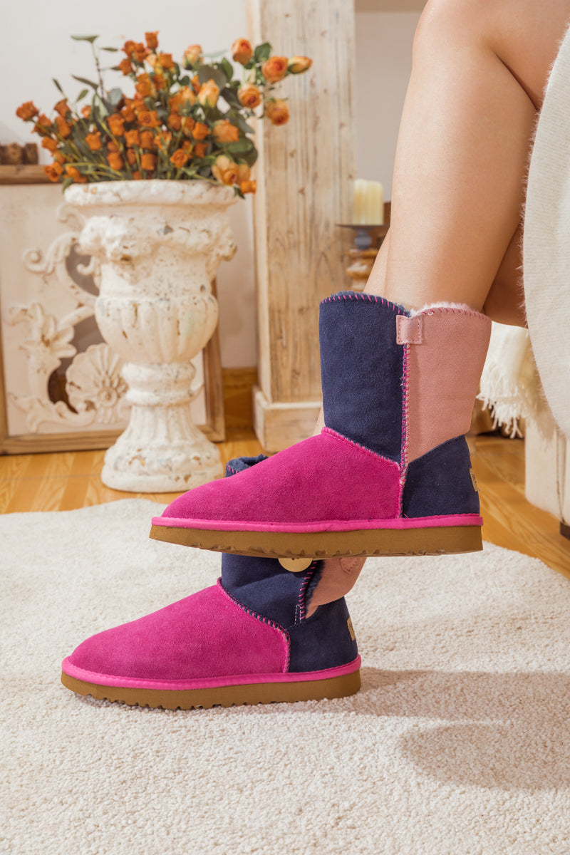UGG Color Block Side Button Suede Boot - Fuchsia