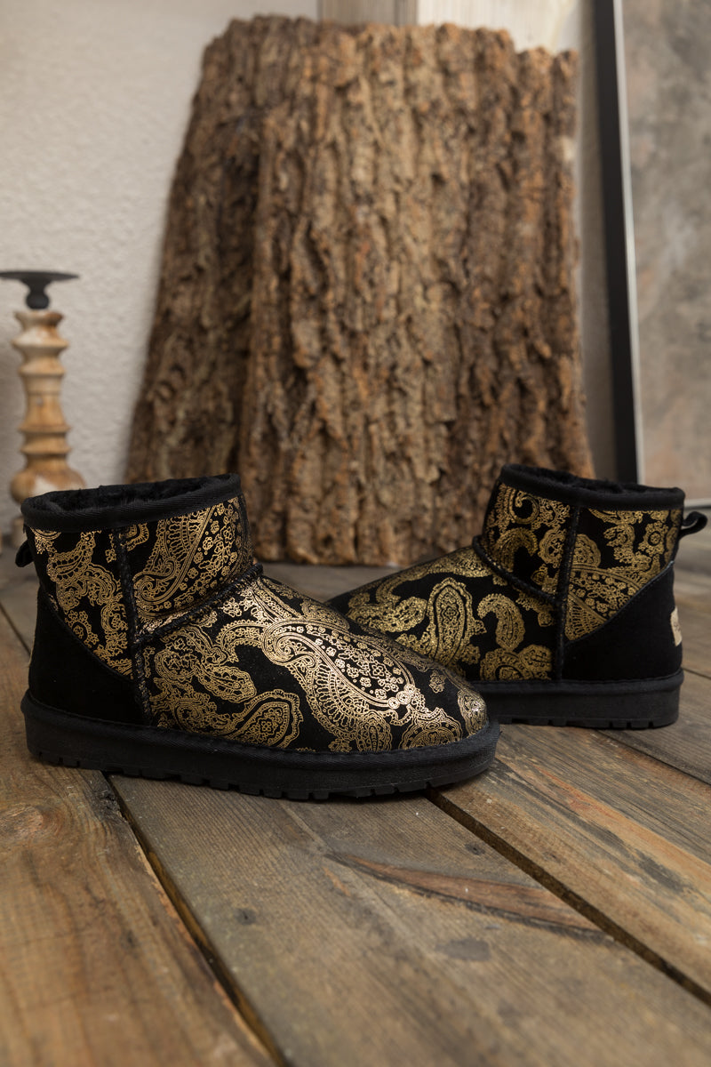 UGG Embroidered Faux Fur-Lined Leather Suede Boot