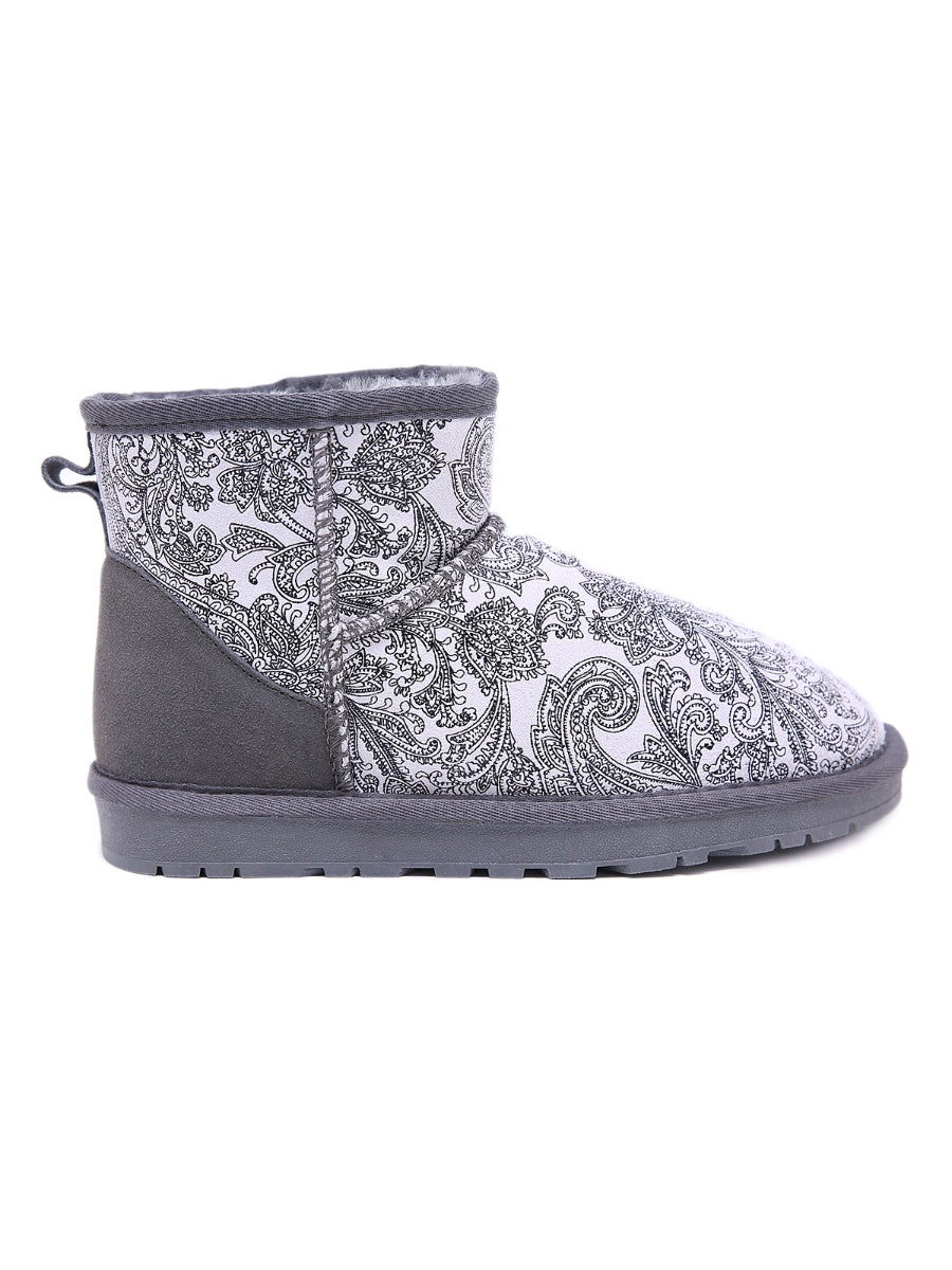 UGG Embroidered Faux Fur-Lined Leather Suede Boot