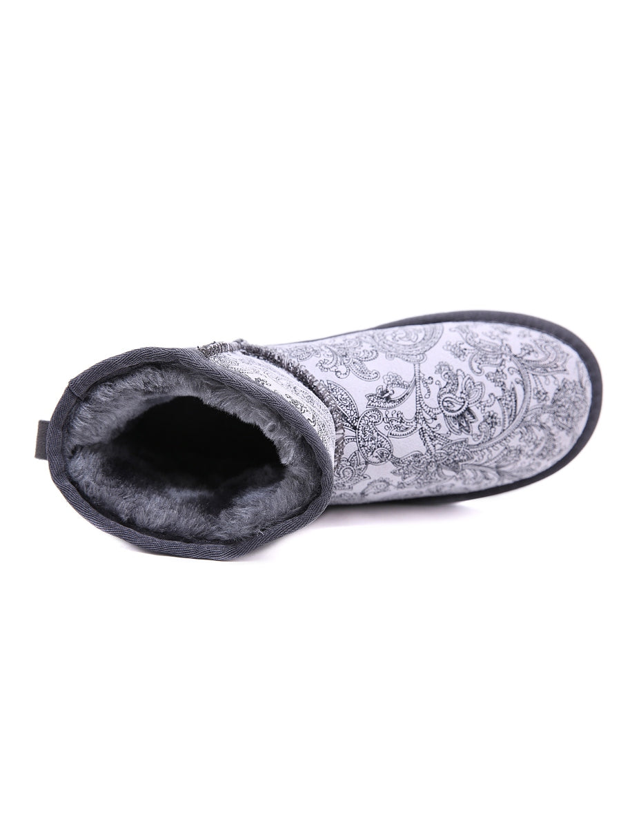 UGG Embroidered Faux Fur-Lined Leather Suede Boot