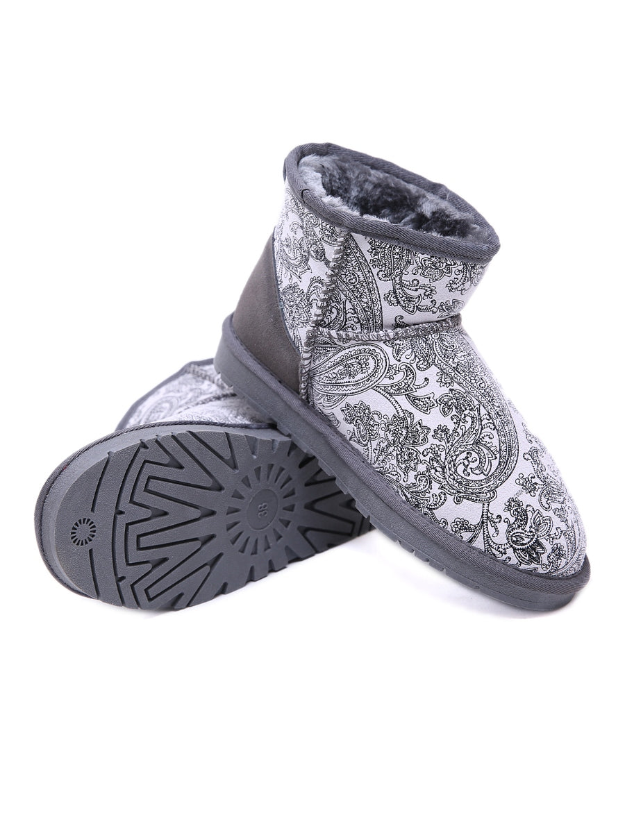 UGG Embroidered Faux Fur-Lined Leather Suede Boot