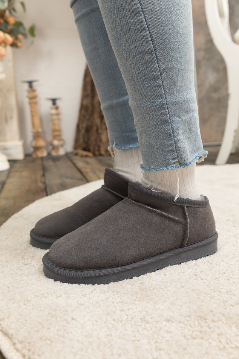 UGG Faux-Fur-Lined Suede Tasman Ankle Boot - Grey