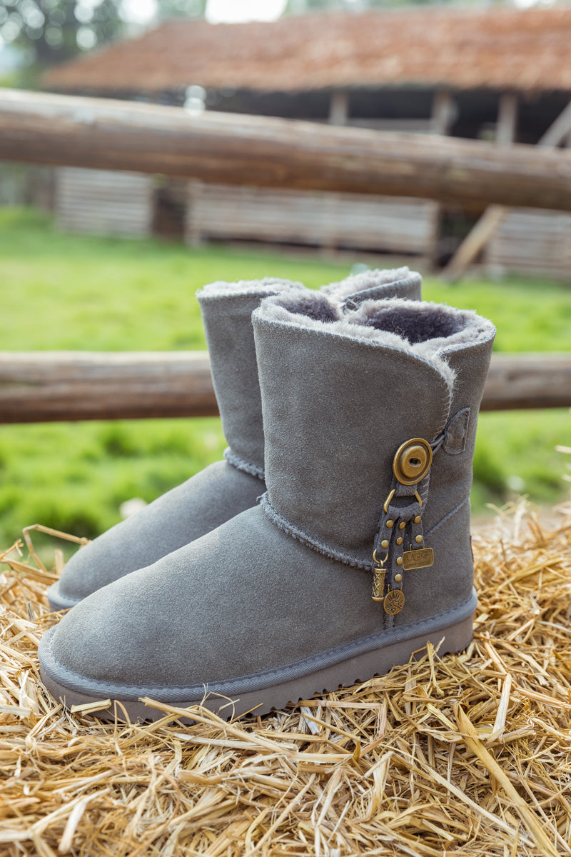 UGG Faux Fur-Lined Cooper Lock Tassel Boot - Grey