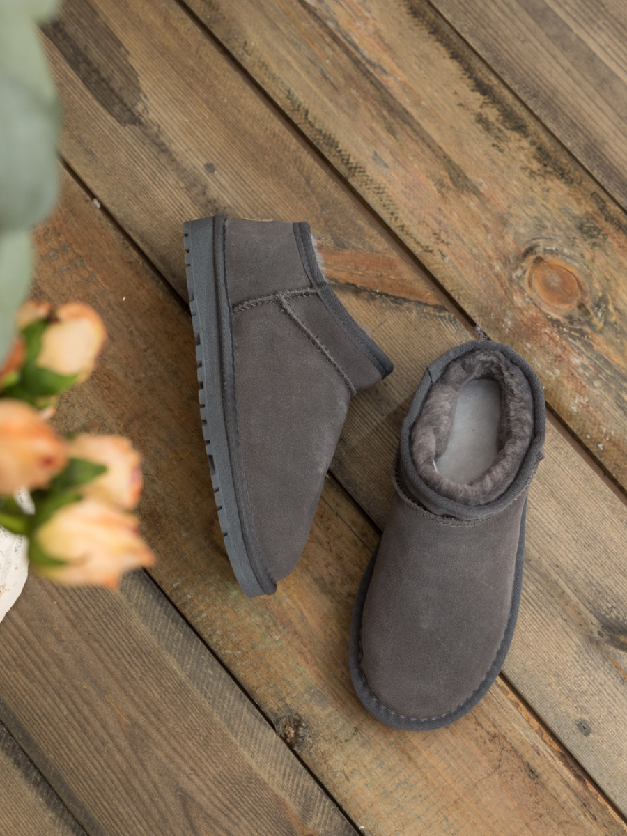 UGG Faux-Fur-Lined Suede Tasman Ankle Boot - Grey