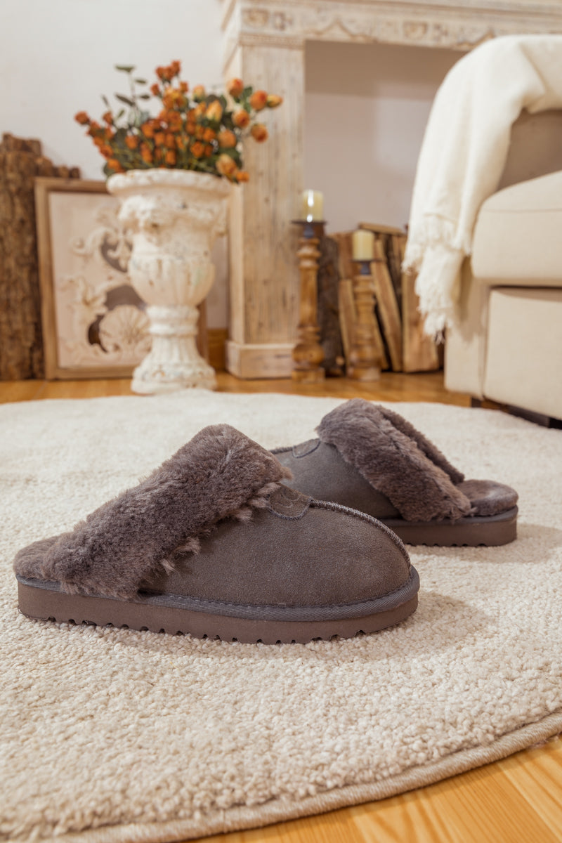 UGG Wool-Lined Suede Slipper - Grey