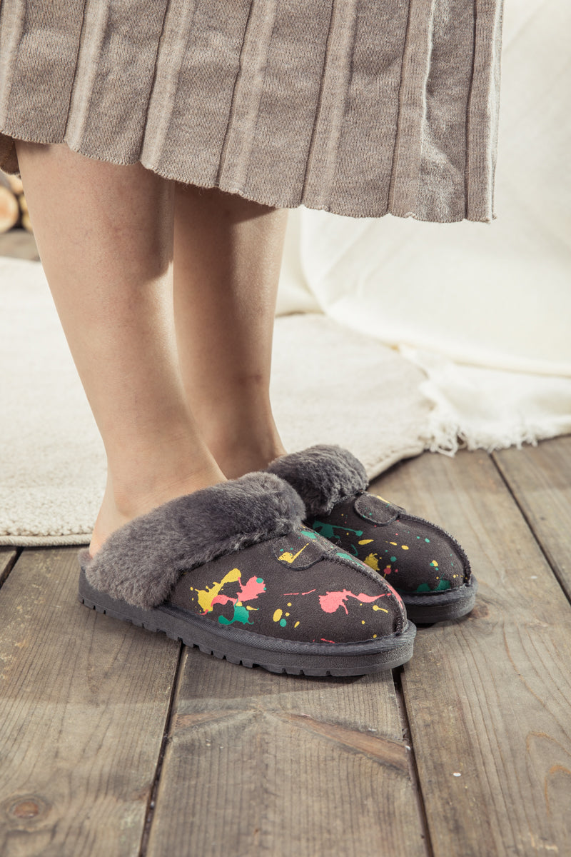 UGG Faux-Fur-Lined Suede Upper Slipper - Grey
