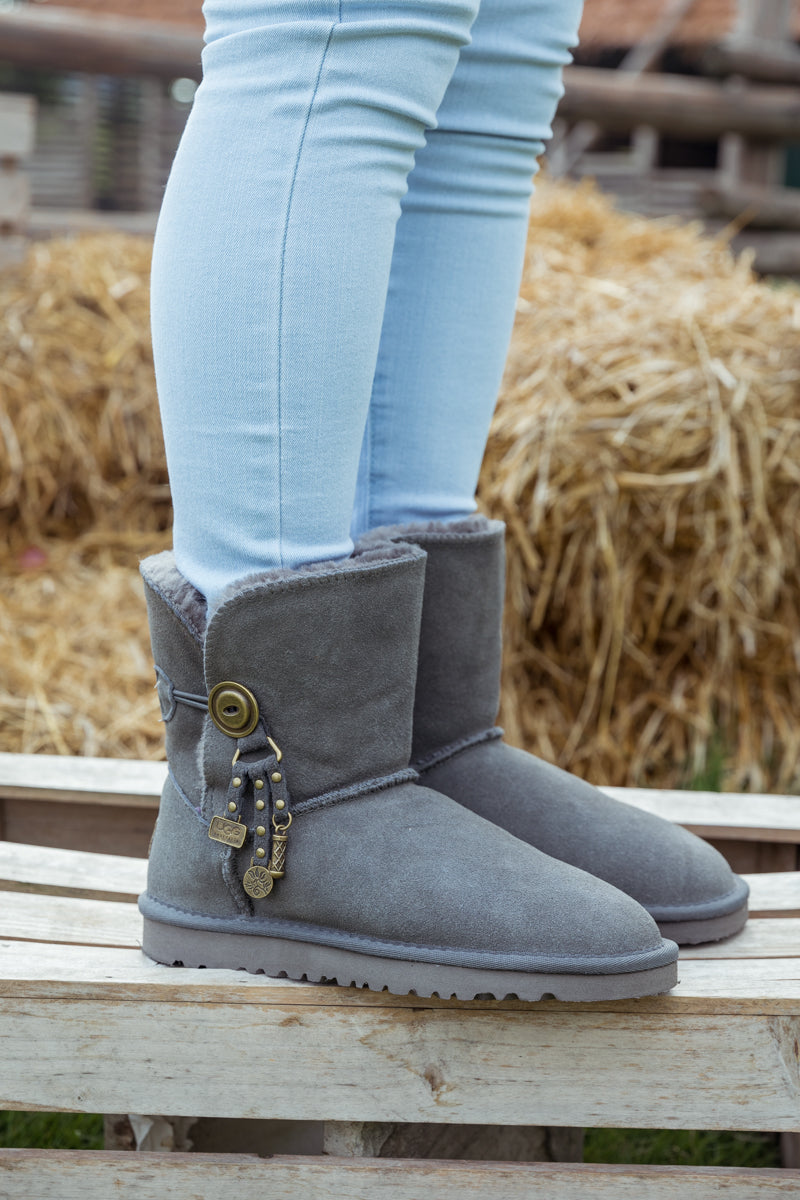 UGG Faux Fur-Lined Cooper Lock Tassel Boot - Grey