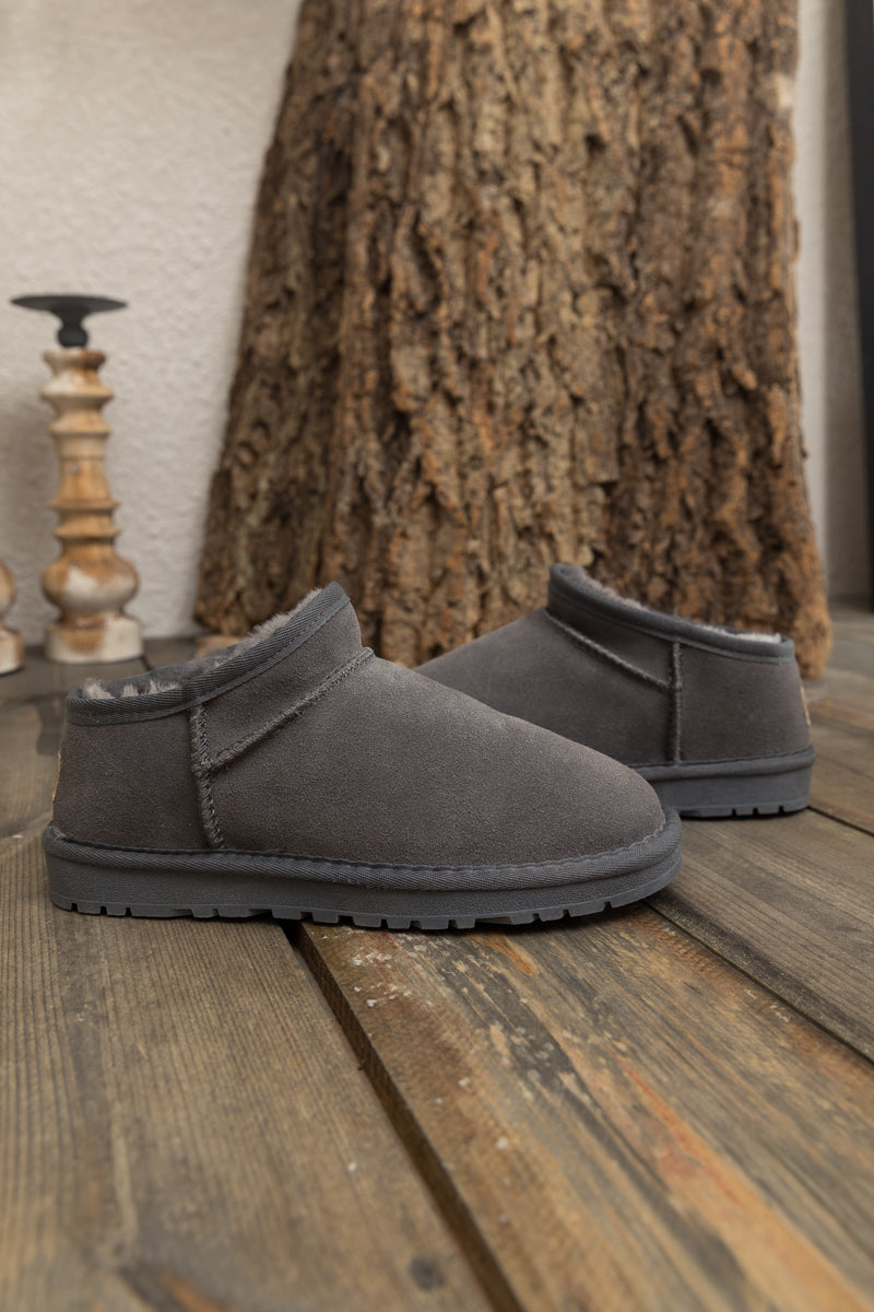 UGG Faux-Fur-Lined Suede Tasman Ankle Boot - Grey