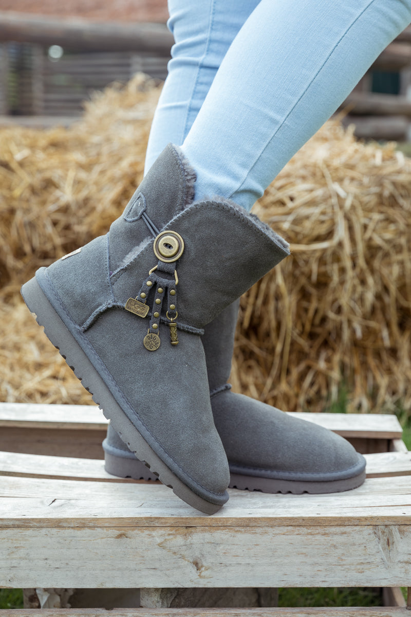 UGG Faux Fur-Lined Cooper Lock Tassel Boot - Grey