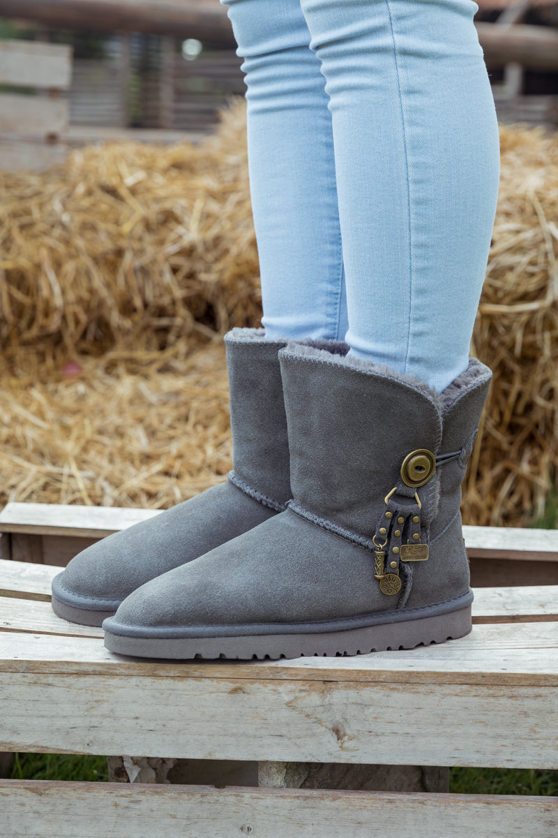 UGG Faux Fur-Lined Cooper Lock Tassel Boot - Grey