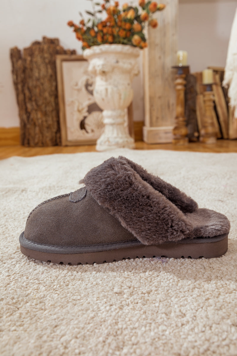 UGG Wool-Lined Suede Slipper - Grey