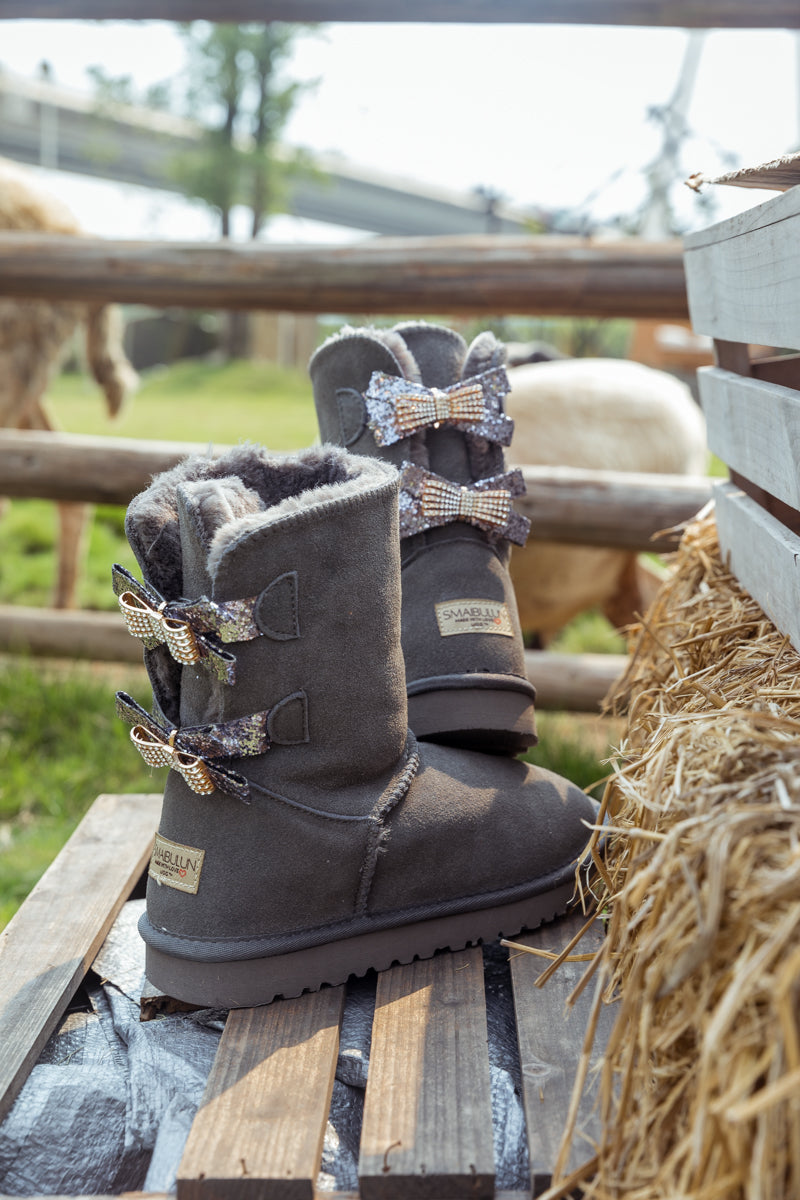 UGG Sequin Bling Ballet Bow Boots - Grey