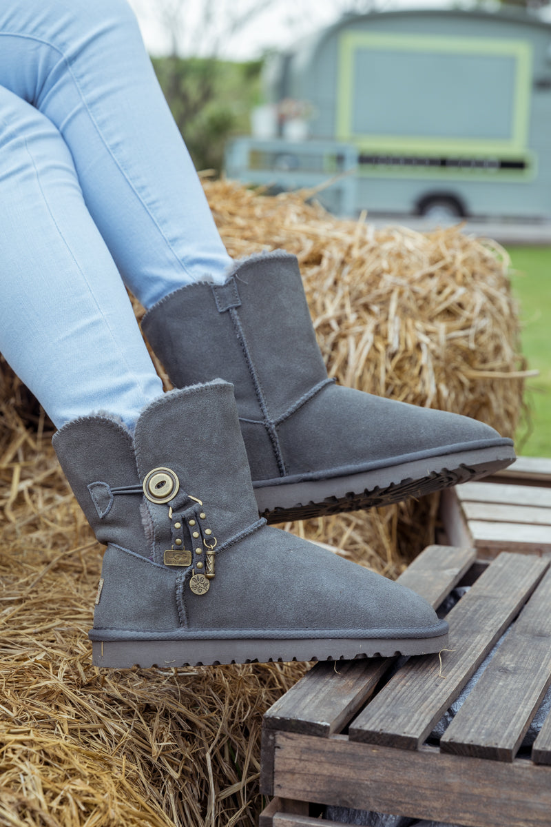 UGG Faux Fur-Lined Cooper Lock Tassel Boot - Grey