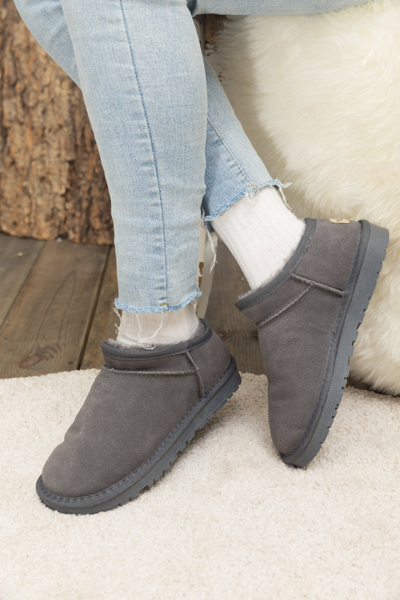 UGG Faux-Fur-Lined Suede Tasman Ankle Boot - Grey