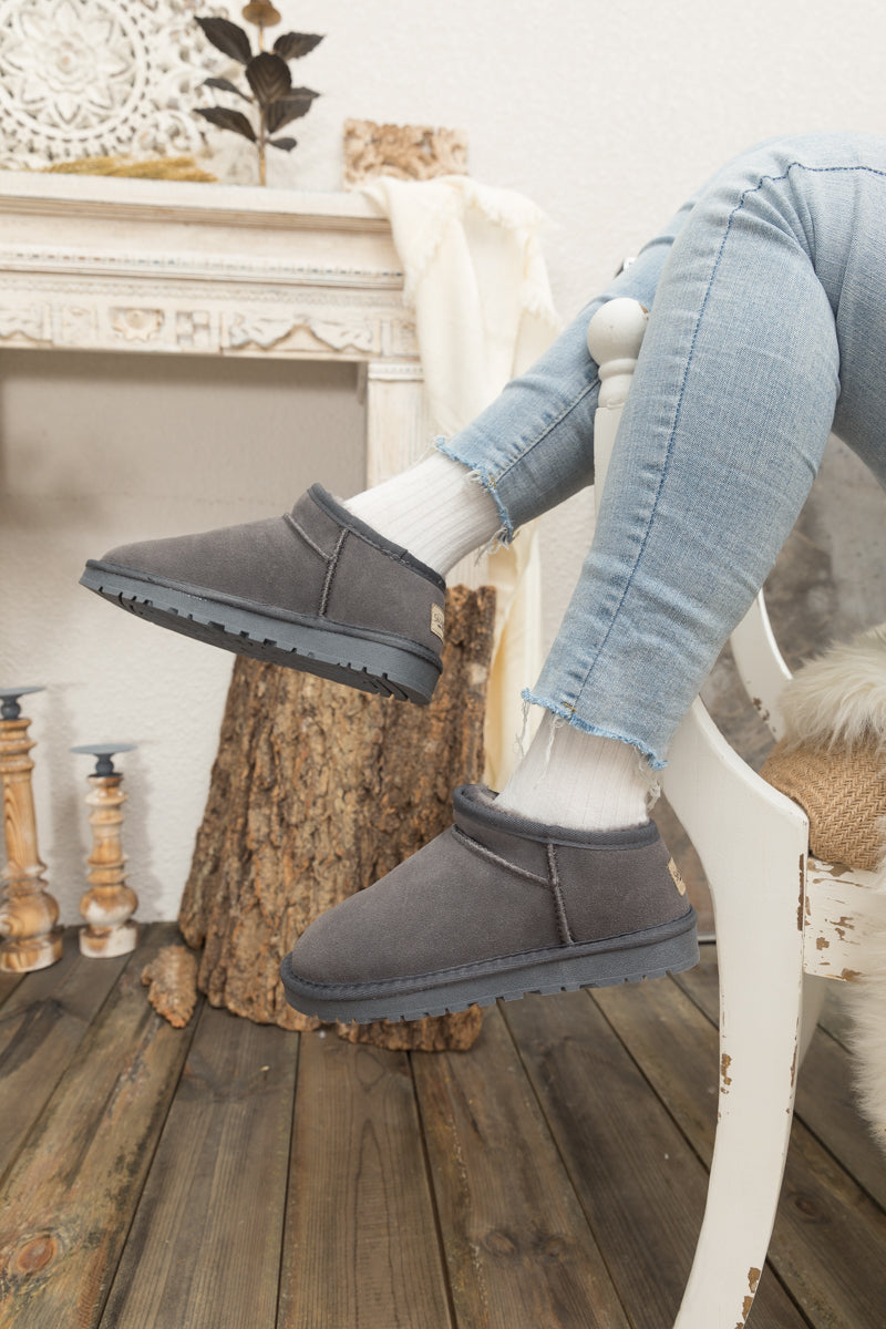 UGG Faux-Fur-Lined Suede Tasman Ankle Boot - Grey