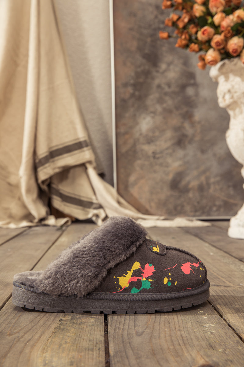 UGG Faux-Fur-Lined Suede Upper Slipper - Grey
