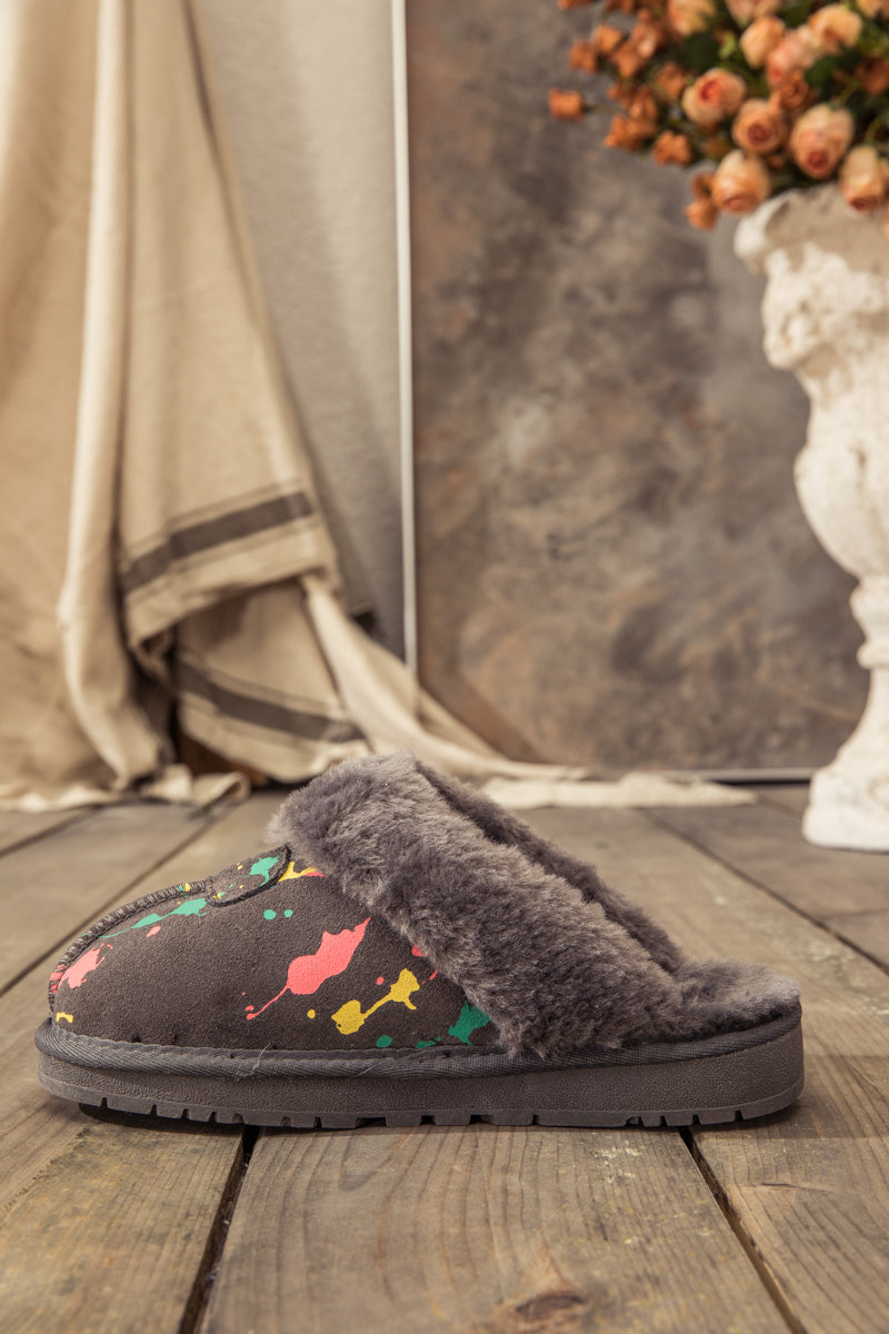 UGG Faux-Fur-Lined Suede Upper Slipper - Grey