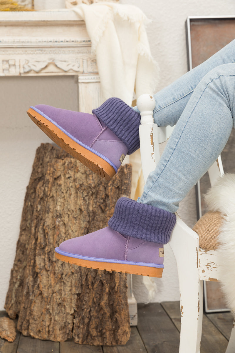 UGG Ankle Knit Stocking Mini Boots - Lavender