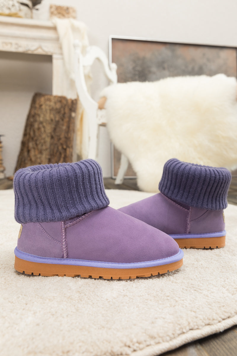 UGG Ankle Knit Stocking Mini Boots - Lavender