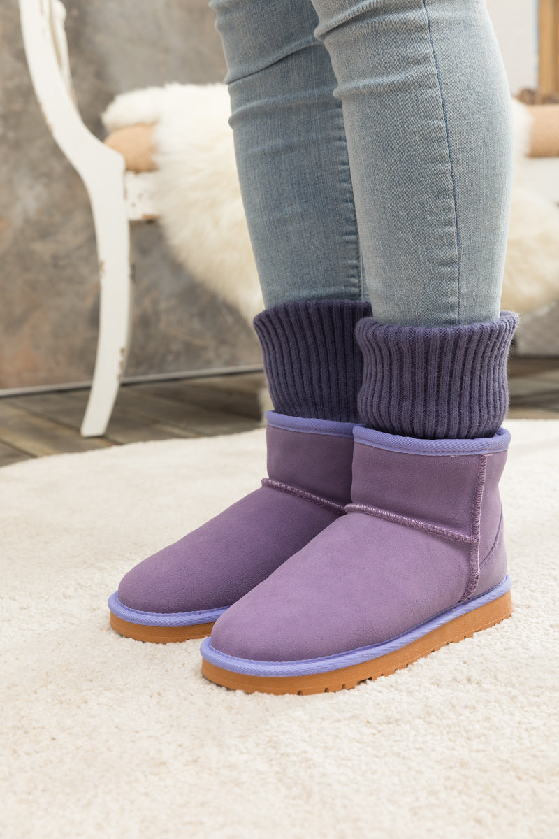 UGG Ankle Knit Stocking Mini Boots - Lavender