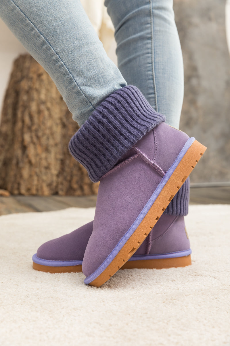 UGG Ankle Knit Stocking Mini Boots - Lavender