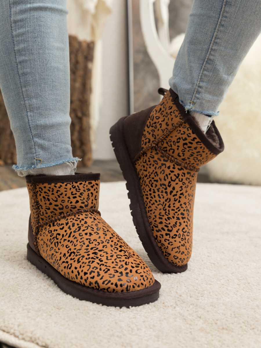 UGG Faux Fur-Lined Leather Suede Low Boots
