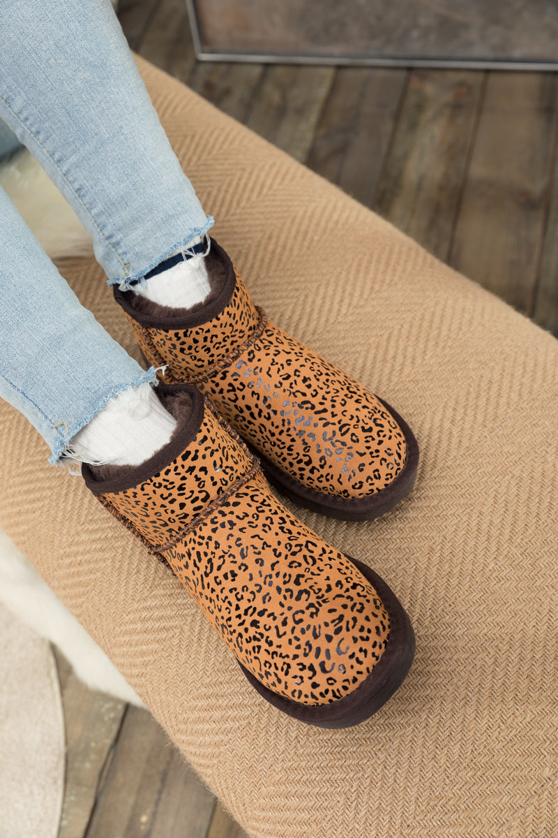 UGG Faux Fur-Lined Leather Suede Low Boots