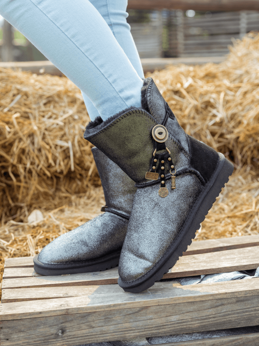 UGG Faux Fur-Lined Cooper Lock Tassel Boot - Black