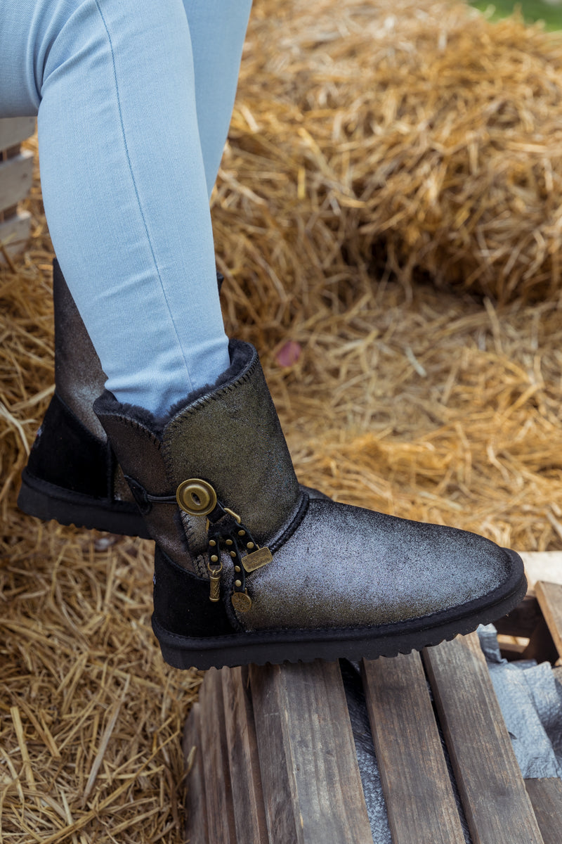 UGG Faux Fur-Lined Cooper Lock Tassel Boot - Black