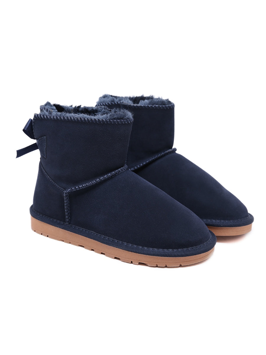 UGG Ribbon Bow Faux Fur-Lined Mini UGG Boots