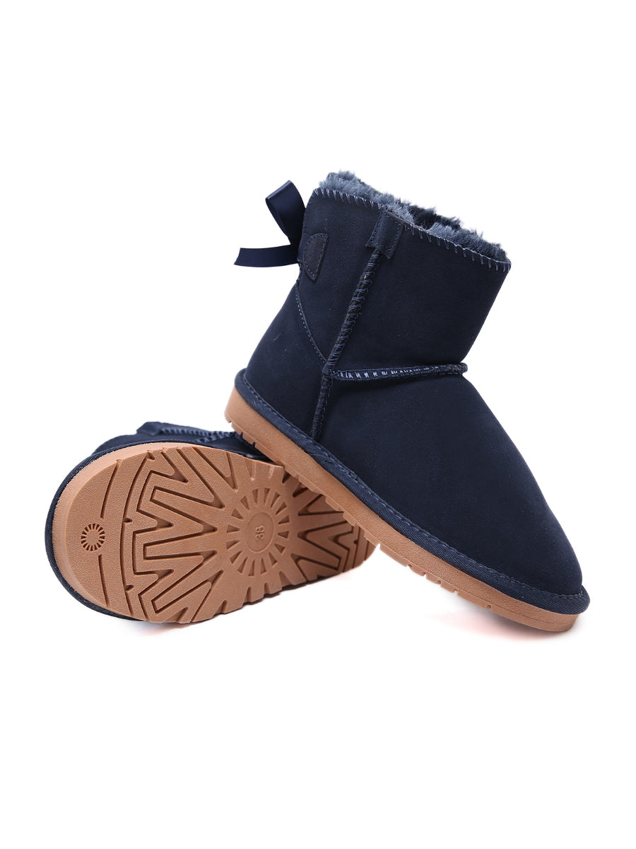 UGG Ribbon Bow Faux Fur-Lined Mini UGG Boots