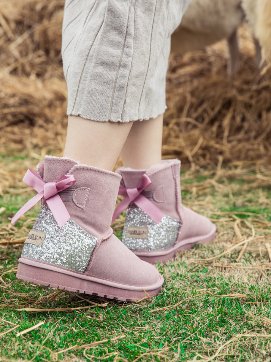 UGG Sequins Ballet Bow Mini Boots - Pink