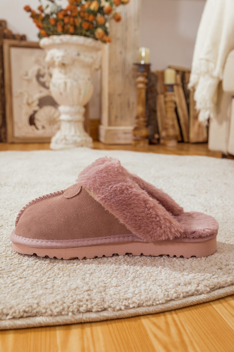UGG Wool-Lined Suede Slipper - Pink