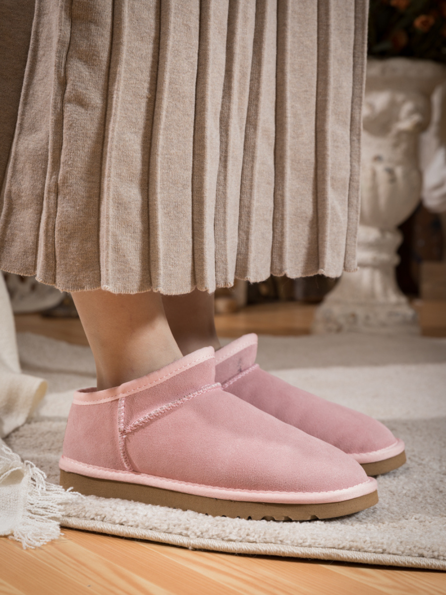 UGG Faux-Fur-Lined Suede Tasman Ankle Boot - Pink