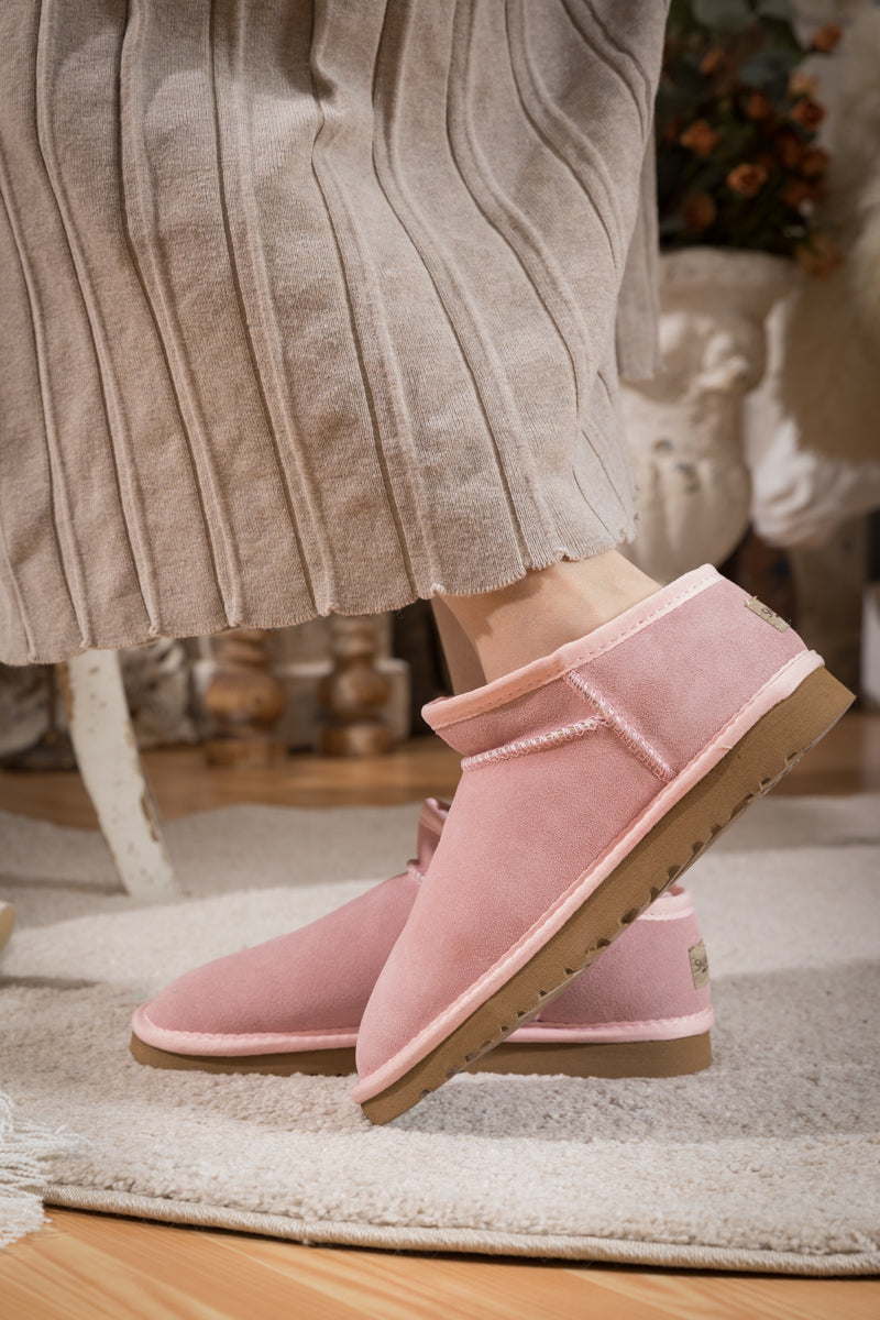 UGG Faux-Fur-Lined Suede Tasman Ankle Boot - Pink