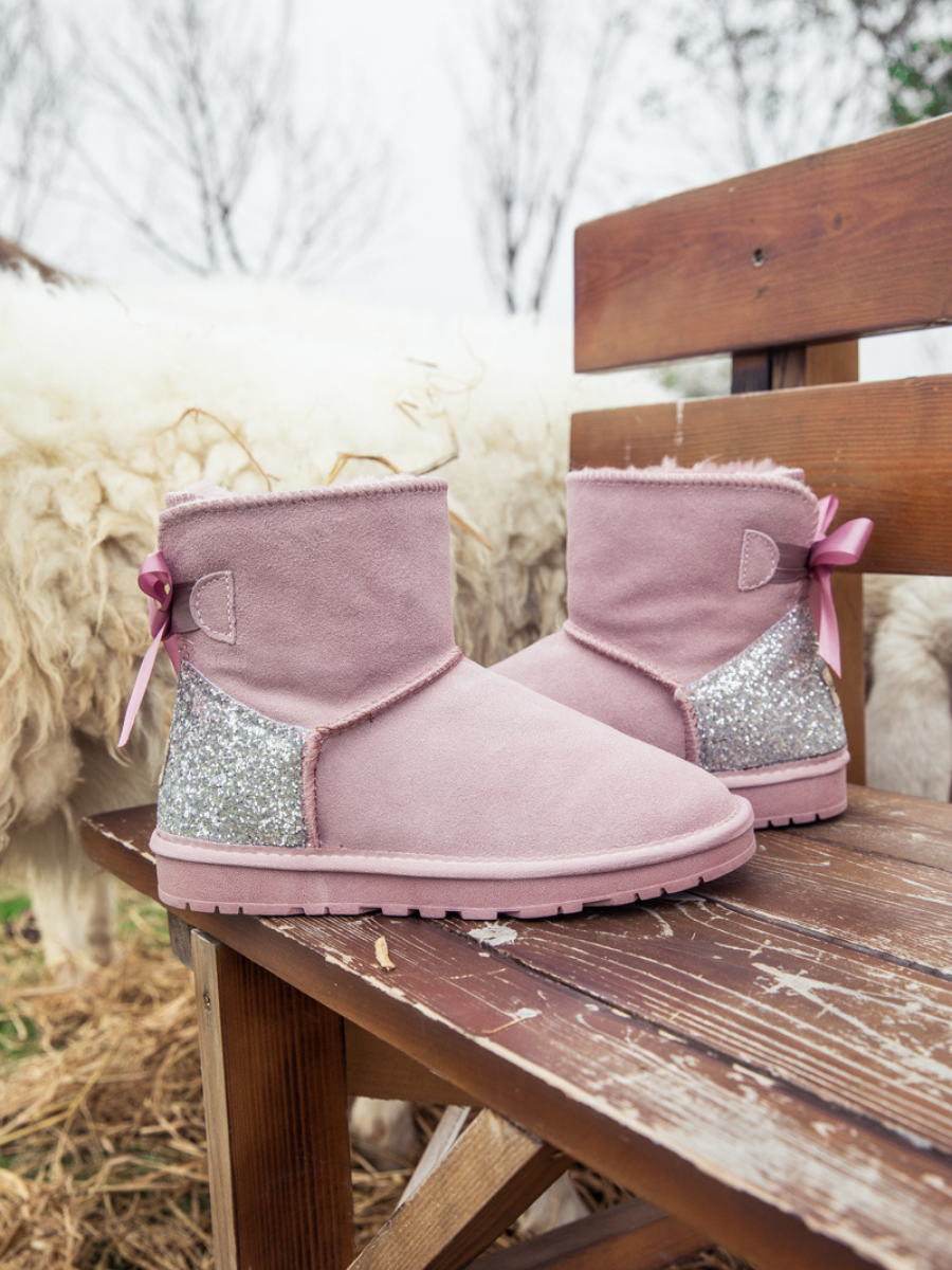 UGG Sequins Ballet Bow Mini Boots - Pink