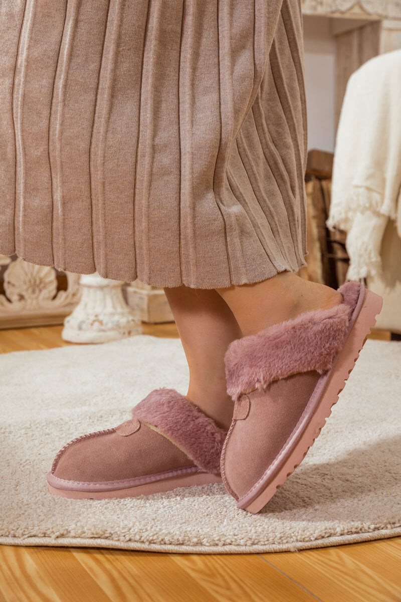 UGG Wool-Lined Suede Slipper - Pink