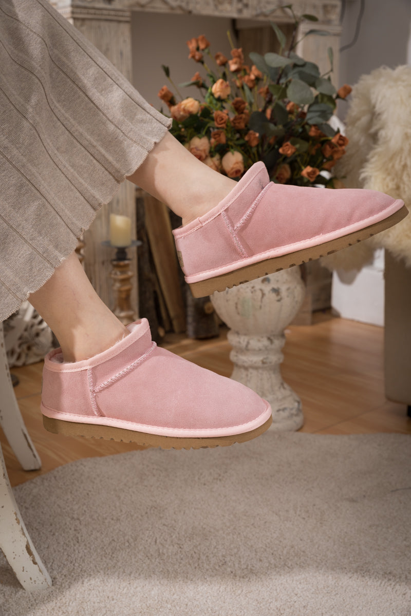 UGG Faux-Fur-Lined Suede Tasman Ankle Boot - Pink