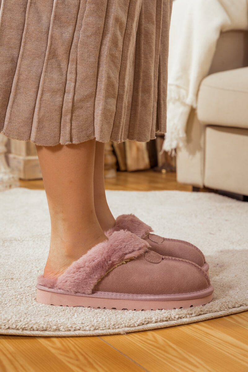 UGG Wool-Lined Suede Slipper - Pink